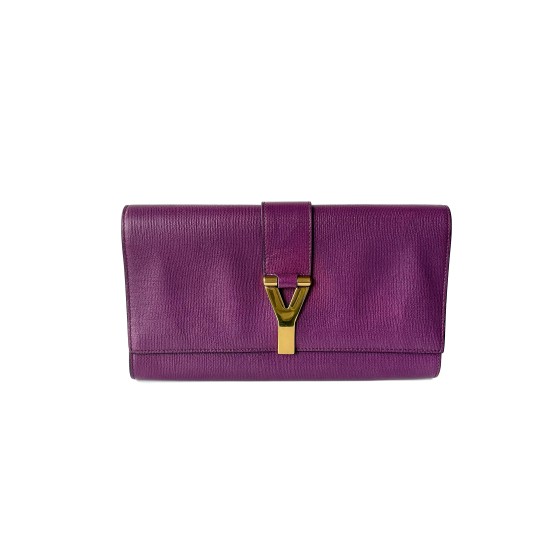 Saint Laurent Classic Y Y-Lock Leather Clutch